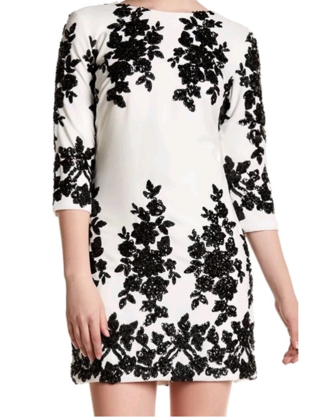 Dress the population White black sequin shift dress xs